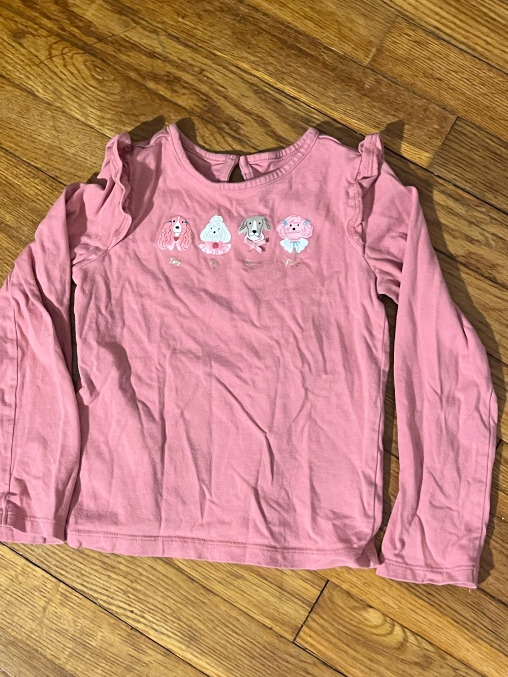 Janie and Jack Pink Long-Sleeve Tee with Puppy Row